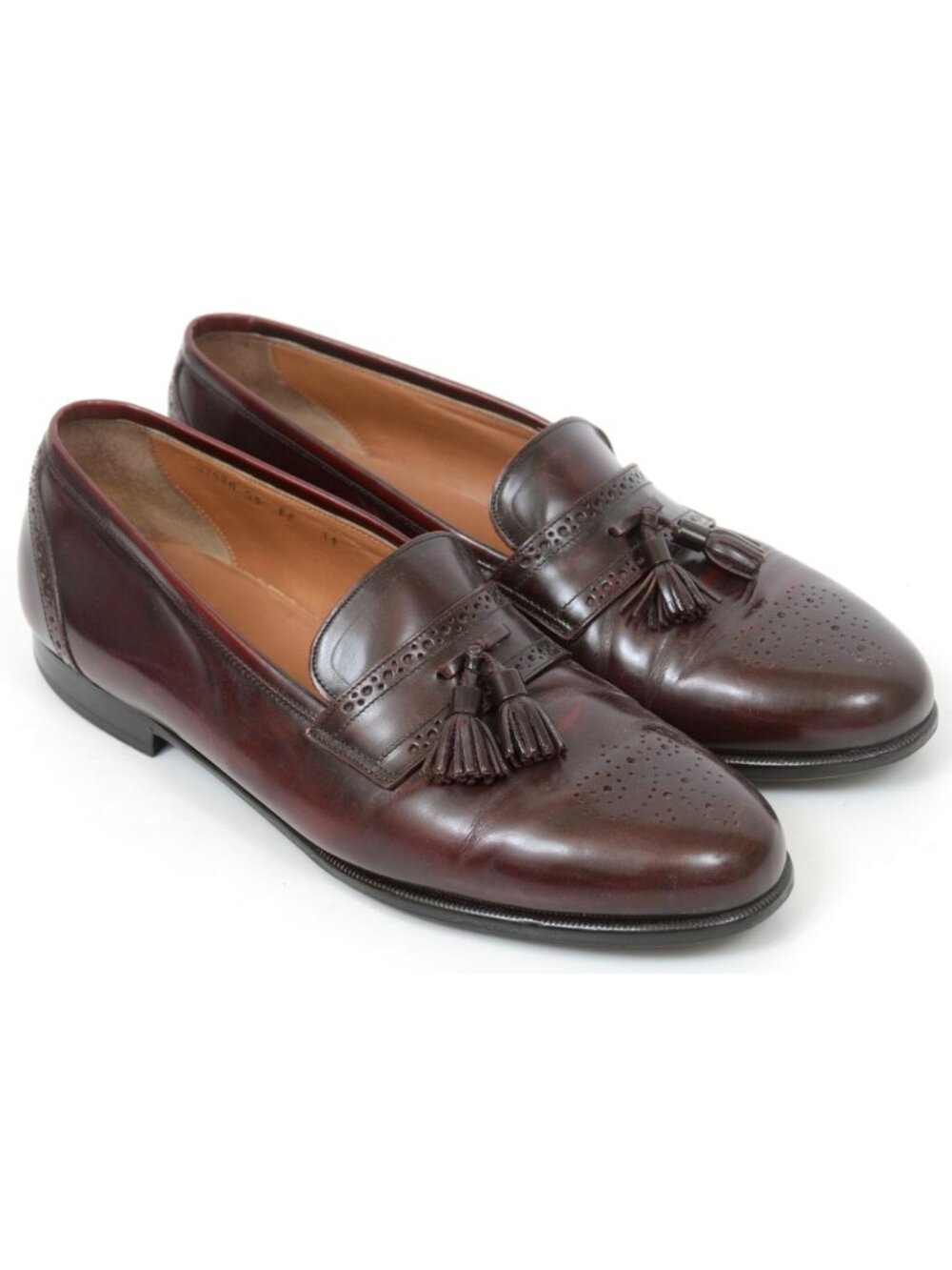 S2 by Santoni Mens 11EE Burgundy Leather Loafers Dress Old Money Preppy Shoe